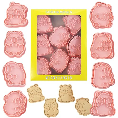 MEZHEN Moldes para Galletas Capybara Juego de Cortadores de Galletas Cortador de Galletas Capybara Fondant Cortadores Galletas Plástico Cookies Cumpleaños 8 Piezas