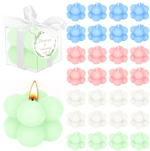 30 Sets Mini Bubble Candles Wedding Favors for Guests, Small Scented Soy Wax Candles with Gift Boxes, Ribbon & Cards for Bridal Shower, Baby Shower, Birthday Party Thank You Gifts