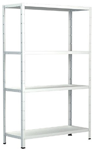 SCHULTE Regalwelt Steckregal mit 4 PowerMAX Fachböden, 50 kg Tragkraft, 180x75x35 cm (HxBxT), weiß, Lagerregal, Werkstattregal, Kellerregal, Garagenregal, Metallregal