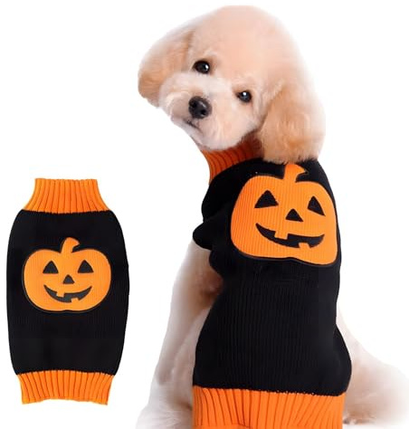 DELIFUR Dog Sweater Pumpkin Pet Costume Halloween Holiday Party for Cat and Puppy (Smiling Pumpkin, L)