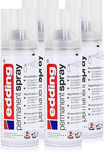 edding Permanent Spray Kunststoffgrundierung 200ml - Gleicht Unebenheiten des Untergrundes aus - Trocken und überlackierbar nach ca. 15 Minuten (4er Pack)