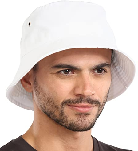Tough Headwear Summer Bucket Hat for Women - Fisherman Beach Hats for Men - Women's Summer Hat - Bucket Sun Hats for Protection White