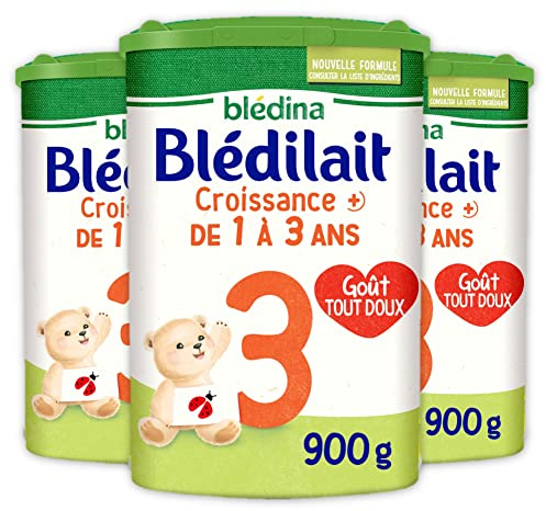 Blédina Blédilait Croissance 3+ Lait en Poudre pour Bébé, 3 x 900g