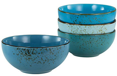 Creatable, 23431, Serie Nature Collection Aqua - Buddhabowl, 4-teiliges Geschirrset für 4 Personen, Bowl-Set aus Steinzeug, spülmaschinen- und mikrowellengeeignet, Qualitätsproduktion