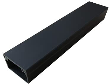 Self Adhesive Electrical Cable Mini Trunking PVC TV Tube Wire Conduit Tidy Plastic Cover Organiser Management Duct Ducting White Brown Black Silver Red Multi Size (40mm x 40mm x 1m, Black)