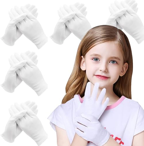 24 Pcs Cotton Moisturizing Gloves for Women Kids Dry Hands & Eczema, Reusable Stretchable White Cloth Gloves