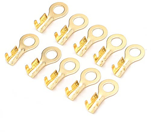 Terminales de Anillo M4 x 4.2 mm - Kit Surtido 100 Piezas de Extremos de Engarzado de Cable Prensado en Frío de Latón para Conexión y Engarzado de Cables