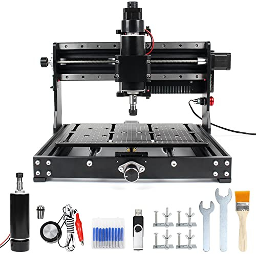 RATTMMOTOR CNC Fräsmaschine 3020 Plus, 3 Achsen CNC Router Graviermaschine GRBL Steuerung,XYZ Arbeitsbereich300 x 200 x 72mm,500w Spindelmotor,mit Endschaltern & Not-Aus CNC Fräser