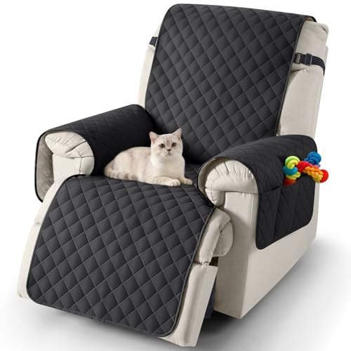 TAOCOCO Funda Sillon Relax Reclinable 1 Plaza, Funda Sofa Impermeable para Mascotas con Bolsillo, Ajustable Elástico, Fundas Sillon Relax Reclinable Antiarrays y Antimanchas(Negro, 55×231cm)