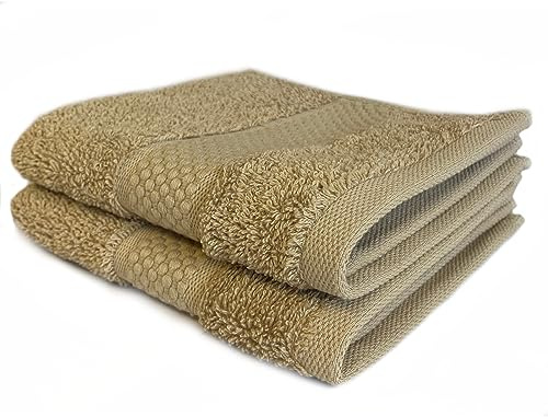 Sue Rossi Face Cloths Pack of 2 or 6, Turkish Combed Cotton, 30cm x 30cm Wash Cloth Fingertip Flannel, Soft & Absorbent, 600gsm Thick Bathroom Towels Set (Camel, 2)