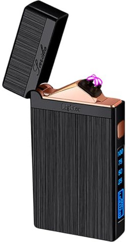 Vegena Briquet double flamme - Rechargeable au gaz - Pour camping, cuisine - Noir - Sans gaz