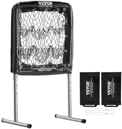 VEVOR Pitching Netz Pitching Target Höhenverstellbar 304,8 m / 406,4 mm / 508 mm, Baseball & Softball 9 Loch Trainingsgeräte für Jugendliche und Erwachsene, Tragbares Schnellmontage-Design Schwarz