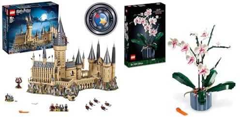 LEGO 71043 Harry Potter Hogwarts Castle Model, Big Collectable Set with the Great Hall, Sword of Gryffindor & Chamber of Secrets & 10311 Icons Orchid Artificial Plant Building Set with Flowers