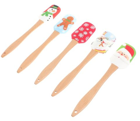 TOPBATHY 5stücke Spatel Aus Silikon Mit Griff Aus Holz Für Küche Und Backen Weihnachtselemente Für Cremes Und Desserts Leicht Zu Reinigen Und Robust
