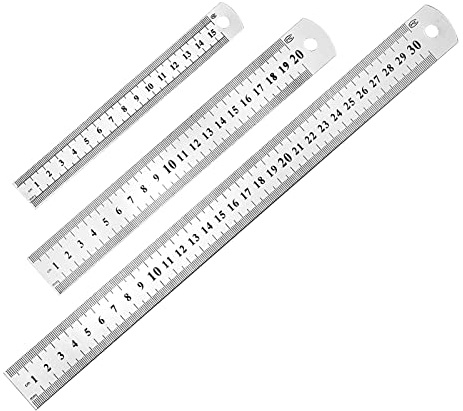 RESTALLADNWEST Set of 3 Stainless Steel Ruler, 6 8 12 inches (15 20 30cm) Precision Metal Straight Edge Ruler for Office, Home, College, Craft, Engineering, Architectural Work