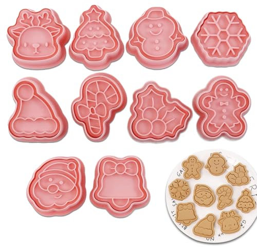 DUGEGAYL Formine per Biscotti Natalizi, 10 Pezzi Tagliabiscotti Natale Formine Biscotti Natale 3D Formine Biscotti Natalizie Stampo per Biscotti Natalizi, per Decorare Biscotto Dolci Torta
