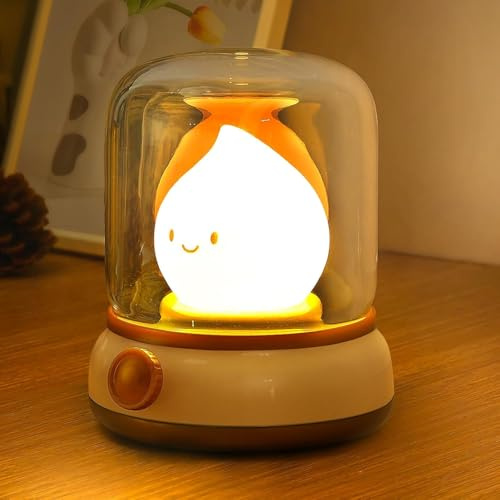 Söt nattlampa, trådlös sänglampa, liten bord, 2 lägen, dimbar, varm nattlampa med timer, uppladdningsbar batterinattlampa för barn/vuxna, campinglampa