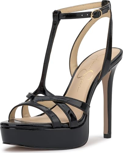 Jessica Simpson Women's Sippete T-Strap Platform Sandals Black 8 Medium