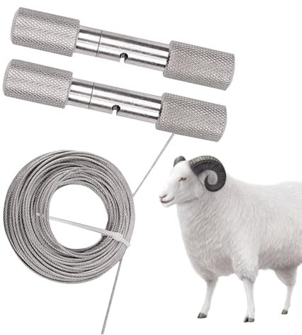 Sierra de alambre para descuernar de cabra y oveja, sierra de cuerda de corte de acero inoxidable con asas, herramienta de descuerno, sierra de cable portátil de cuerno de cabra para camping, granja y