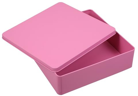 MUELODSIC Scatola in Latta Grande Per Biscotti Contenitore Decorativo in Metallo Con Coperchio Scatola Di Latta Vuota Per Conservare Dolci e Piccoli Oggetti Colore Rosa