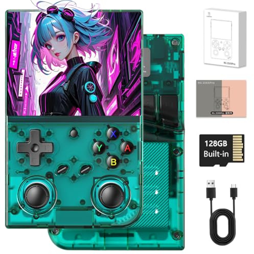 CyplayMach RG35XX Pro Console Portatile Retro, Schermo IPS 3,5, Doppio Joystick, Linux Console Retro Game per Amanti del Retrogaming (64GB+128GB /8000+Giochi)