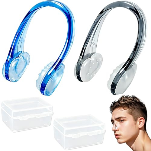 Yiougupiom 2 Pack Silicone Nose Clips Swimming, Silicone Nose Clip, Adults - Unisex Swimming Protectors, For Kids Child Women Men Swimming Water Sports Pool (Black and Blue)