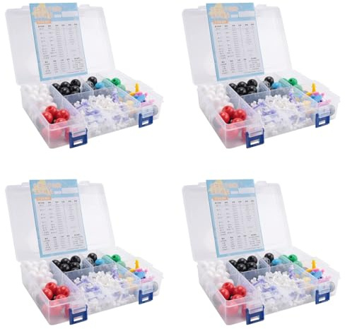 Tacdas 4X Kit de Modelo Molecular, Kit de Química Molecular Orgánica, Kit de Modelo de Elemento Atómico para Lecciones, Kit de Construcción de Estructuras