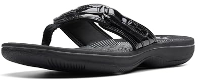 Clarks Women's Breeze Sea Flip-Flop, Black Patent, 2.5 UK