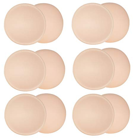 URSMART 6 Pairs Round Bra Inserts Pads, Removable and washable Bra Cups Inserts for Bikinis Top Swimsuit Sport Bra (Ａ/B Beige)