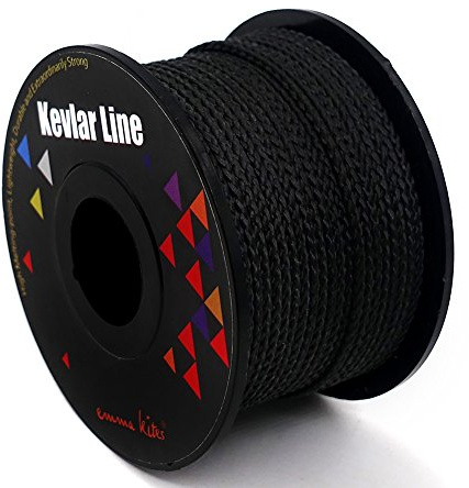 emma kites 100% Black Kevlar Braided Cord 30Ft 1050Lb High Strength, Abrasion Flame Resistant, Tough Survival Tactical Cord Model Rocket Paracord Snare Line Fishing Assist Cord