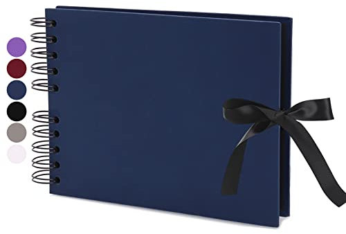 Vienrose Album Fotografico Fai da Te Spirale Scrapbooking Albums 40 Pagine Nero con Spirale 24x17 cm Regali per Nozze Battesimi Ricordi di Famiglia Regalo Compleanno Natale San Valentino, Blu