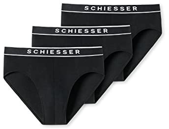 Schiesser Herren 3 PACK Slips Bio Baumwolle Multipack - 95/5 Organic, schwarz_179570, 4/ S
