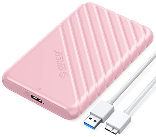 ORICO 2,5 Zoll Festplattengehäuse mit USB 3.0 Kabel Werkzeugloses Externes HDD Gehäuse für 2,5 Zoll SATA SSD und HDD in Höhe 9.5mm 7mm,UASP Trim unterstützt,Rosa(25PW1-U3)