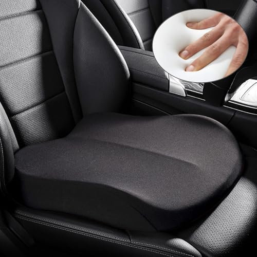 UVCMDUI Sitzerhöhung Auto Erwachsene Keilkissen Auto, 10 cm Memory Foam Auto Sitzkissen Fahrersitz Autositzkissen, Tragbare Steißbein Sitzkissen für Bürostuhl, Rollstuhl,Schwarz