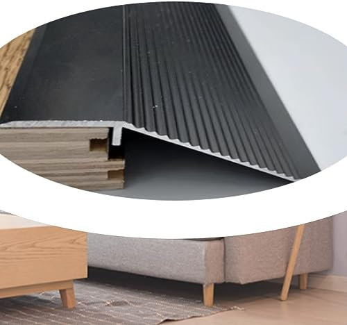 Rampa per Porta Striscia di Transizione Pavimento/Piastrelle/Moquette Irregolare Riduttore di Soglia in Alluminio Nero, Altezza Adatta 1-5 Cm (Color : Black)