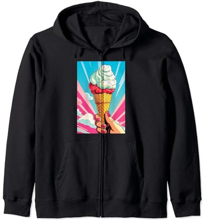 Gaufrier glacé cornet de glace glace pop art vintage rétro glacé café glacé Sweat à Capuche