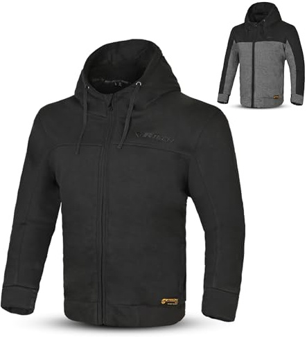 MAXIMO-MOTO R-TECH Motorcycle Hoodie CE Level 2 Armoured Motorbike Jacket Men’s Protective Biker Riding Gear Kevlar Reinforced Fleece Motorbike Clothing Casual Urban Rider Jacket