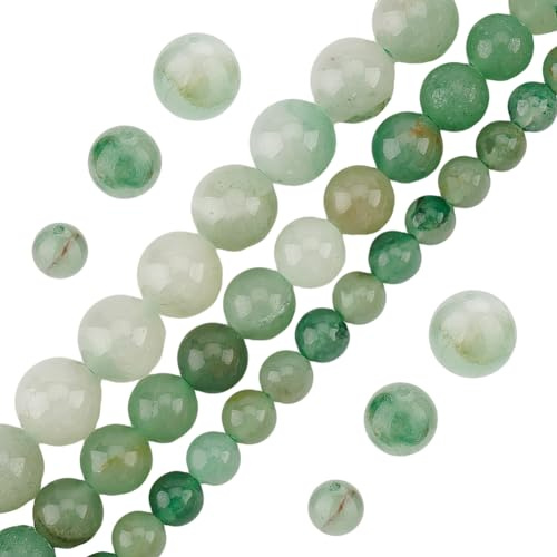OLYCRAFT Circa 146 pezzi 6mm 8mm 10mm Perline di avventurina verde naturale Perline rotonde verdi Perline di pietre preziose di pietra naturale Perline sfuse di cristallo per bracciali fai da te Colla