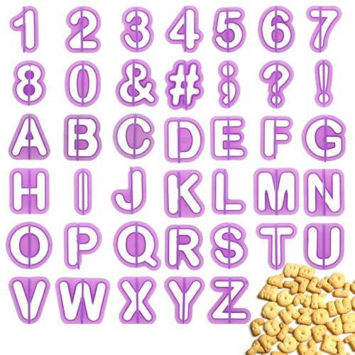 Giantree 40 Stück Fondant Ausstecher, Ausstechformen mit Buchstaben, Zahlen & Satzzeichen Ausstecher buchstaben buchstaben ausstecher für fondant, zum Torten Dekorieren, Backzubehör