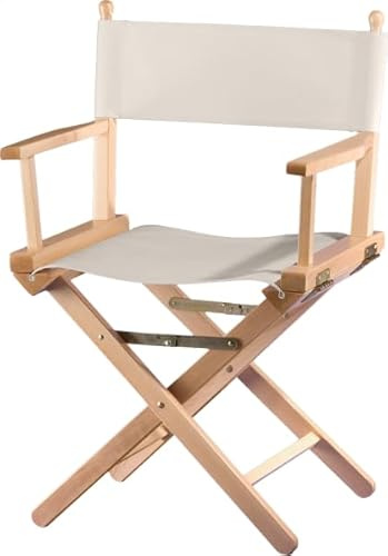 ZStyle Vikbar regissörsstol i trä, 90 cm hög, 54 cm bred, 48 cm djup, svart (naturlig stil - ekru-duk)