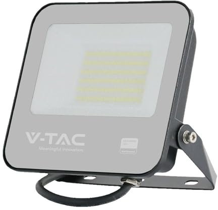 V-TAC Faro LED - Samsung - IP65 - Cassa nera - Cavo da 1 metro - 50 Watt - 4270 lumen - 6500 K - 5 anni - Nero