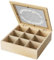 Nicrulp Caja Infusiones con 9 Compartimentos, Caja Madera con Tapa, Organizador Infusiones Madera Almacenaje para Bolsitas de Te,Tea Box, Organizador Sobres Te para Guardar Té Bolsas