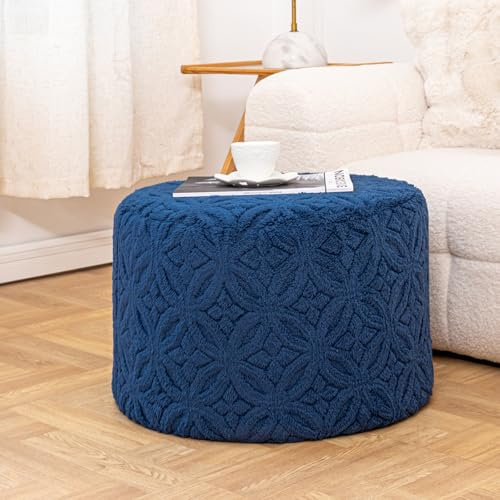 Plush Multi-Functional Ottoman Pouf – Ergonomic Ottoman Foot Rest with Space-Saving Design, Perfect Under Desks, Couches & Sofas (Navy Blue)