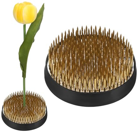 M METERXITY 2-Pack Flower Frog 2.76 Round Copper Floral Arranger Pins Ikebana Holder W Rubber Base for Flower Arrangements/Craft Plant/Home Decor, Floral Kenzan Fixed Tool [1.1cm Pins]