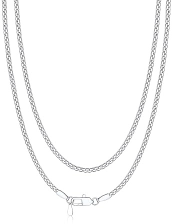 Bandmax 2mm 51cm Cadenas Hombre Acero Inoxidable Collar Mujer Eslabones Planos Cierre Dueradero Regalo Graduacion Aniversario
