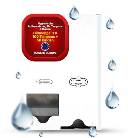 Hygiene365 Distributeur de tampons et serviettes Duo & Trio – Rangement parfait des tampons et serviettes pour bureau, restauration et toilettes – Élégant et hygiénique – Fabriqué en Europe (duo blanc