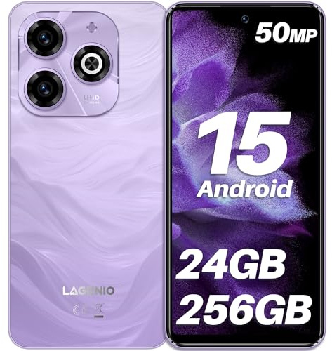 LAGENIO A11 Pro Teléfonos Móviles Android 15, 24GB+256GB/1TB Smartphone, 6.7 HD+ 120Hz Teléfonos Inteligentes, Cámara 50MP+8MP, Batería 5150mAh, 4G Dual SIM, Face ID/Fingerprint/GPS/OTG