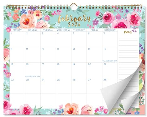 S&O Watercolor Floral Wall Calendar from January 2026-June 2027 - Tear-Off Monthly Calendar - 18 Month Academic Wall Planner - Hanging Organizer to Track for Anniversaries & Appointments - 13.5x10.5”in