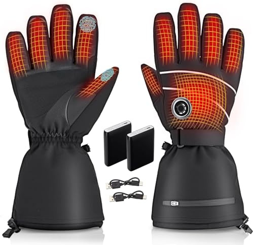 CAMULAND 10000mAh Heated Gloves, 4-Heat Smart Control Rechargeable Winter Gloves (Size M)