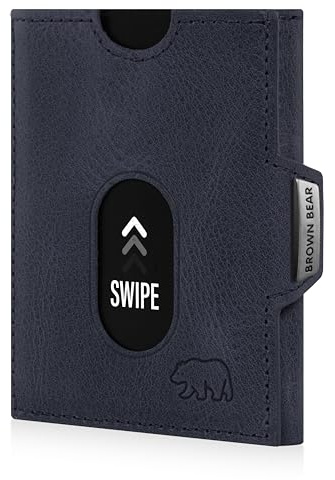 BROWN BEAR Geldbörse klein mit Münzfach echt Leder Vintage Blau | Slim Wallet RFID-Schutz | Mini Portemonnaie Echtleder | Kartenetui Herren & Damen | BB Jackson BU